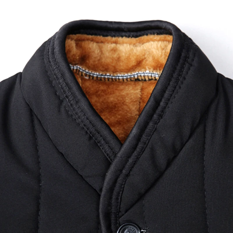 Man Autumn Hot Sale Velvet Mandarin Collar Single Breasted Down Jackets Men Winter Single Breasted Warm Down Parkas