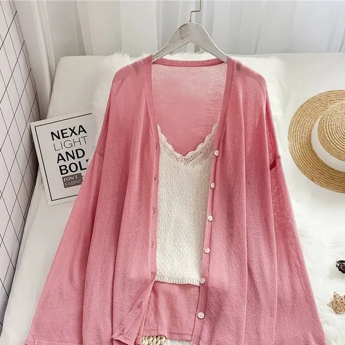 Женский вязаный кардиган с v-образным вырезом повседневный тонкий