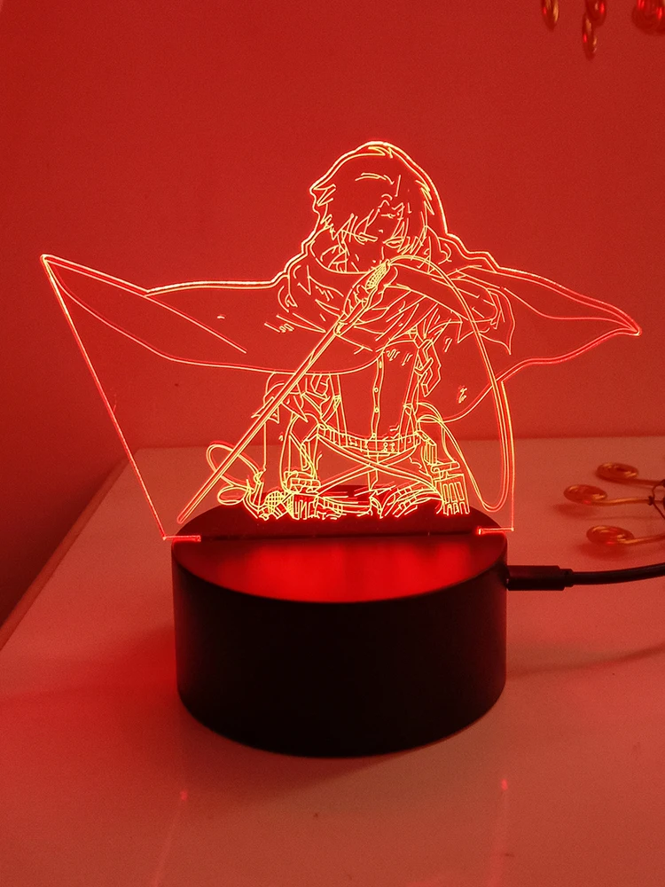 

Attack on Titan shinge no kyojin Levi Ackerman 3d led lamp bedhome manga ninght lights anime figure room decor lampara de noche