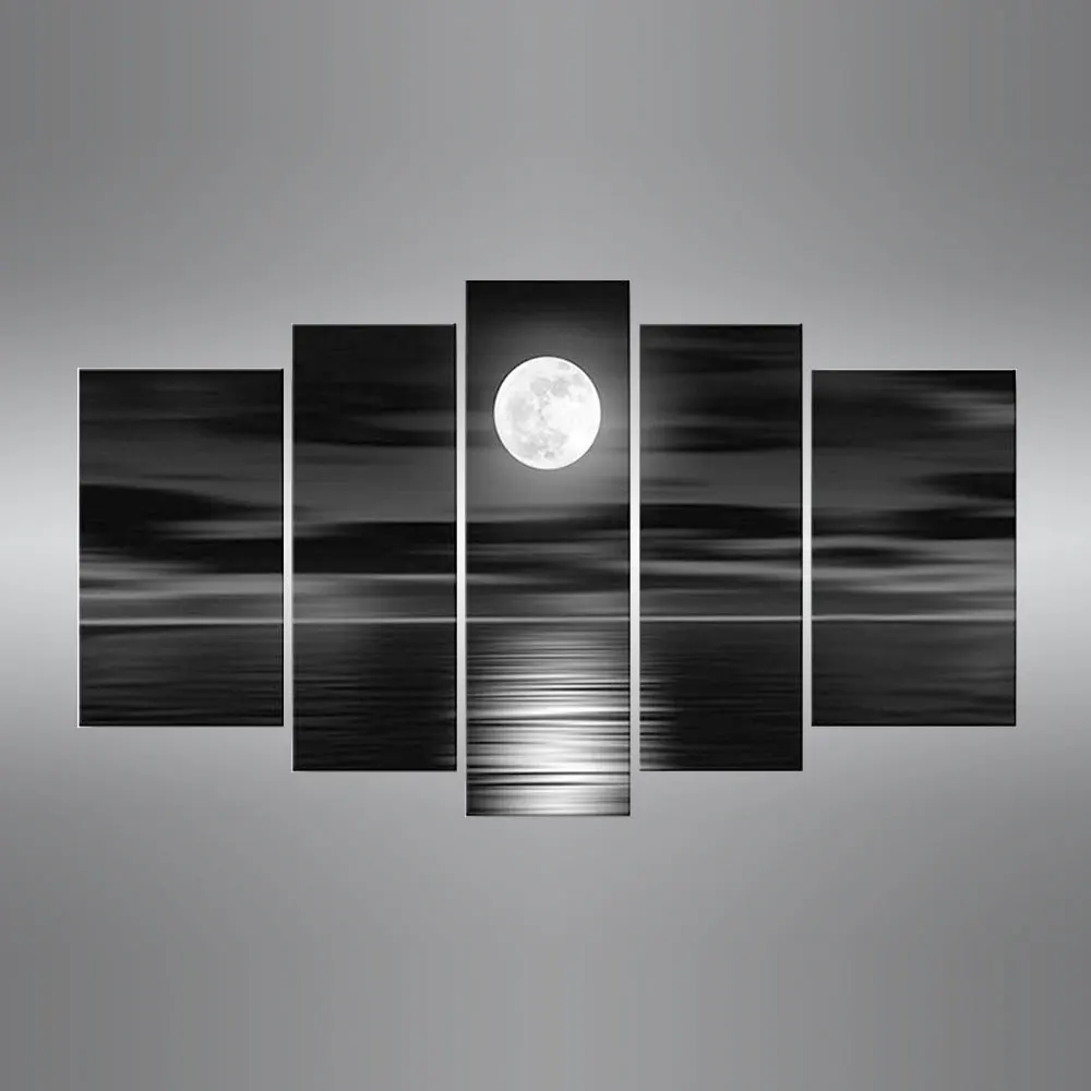 

5Pcs/Set Full Moon Print Oil Painting Wall Picture Canvas Decor