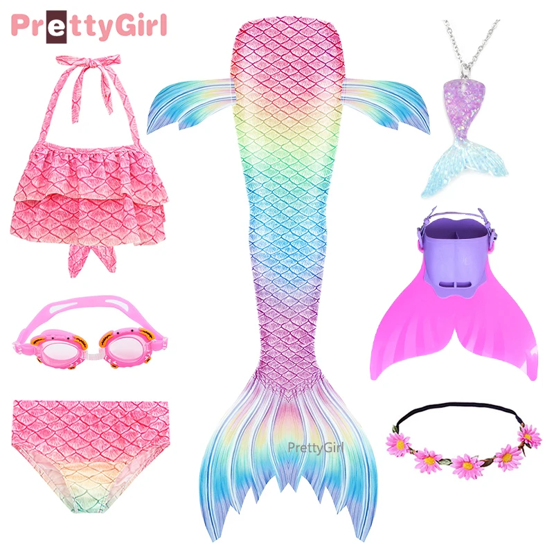 Женский костюм русалки PrettyGirl купальный с хвостом детское бикини для косплея