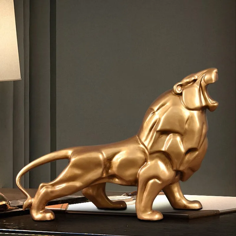 

Sales Abstract Geometric Lion Statue Wild Animal Arts Sculptures Figurine Resin Crafts Home Decoration Accessories R337