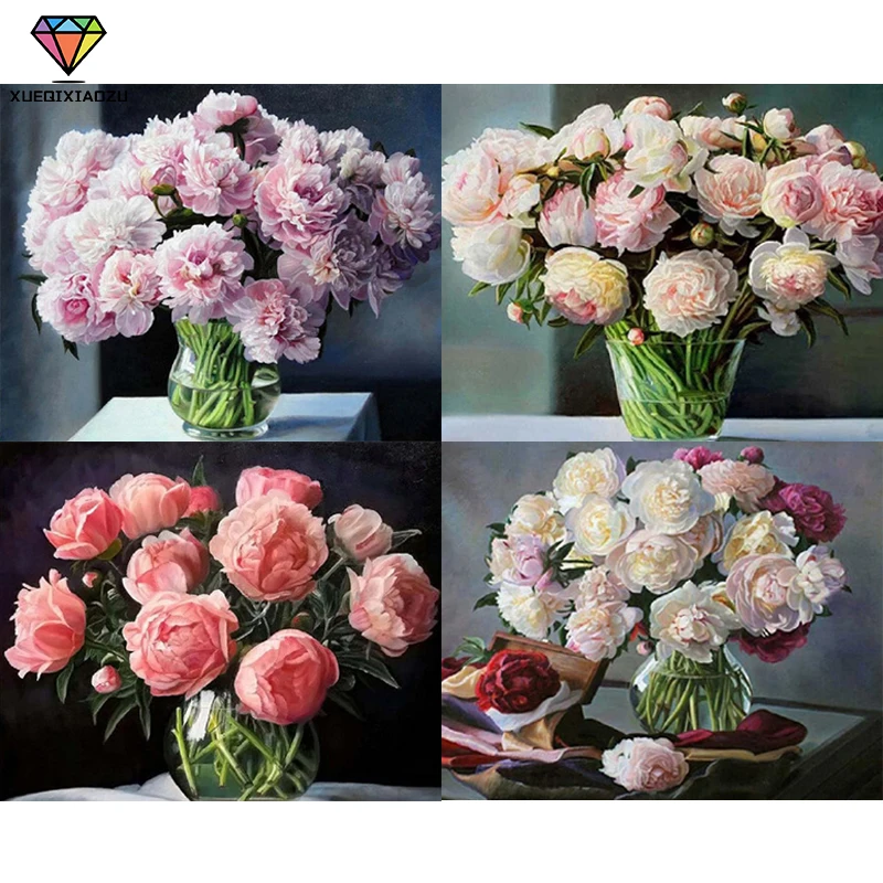 

XUEQIXIAOZU Full Round Flower Diamond drawing Diamond embroidery 5D DIY Mosaic painting Home decoration gifts 2020 New