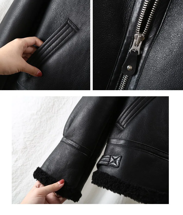 

JCHB 2021 Women's Fur Coat Female Natural Fur Jacket Short Real Leather Jacket Women Sheepskin Coats Hooded Ropa De Mujer Pph14