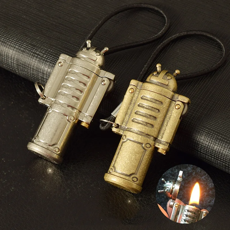 

Free Fire Kerosene Lighter Metal Toy Robot Oil Grinding Wheel Flint Cigarette Gasoline Lighter Retro Windproof Gadgets For Men