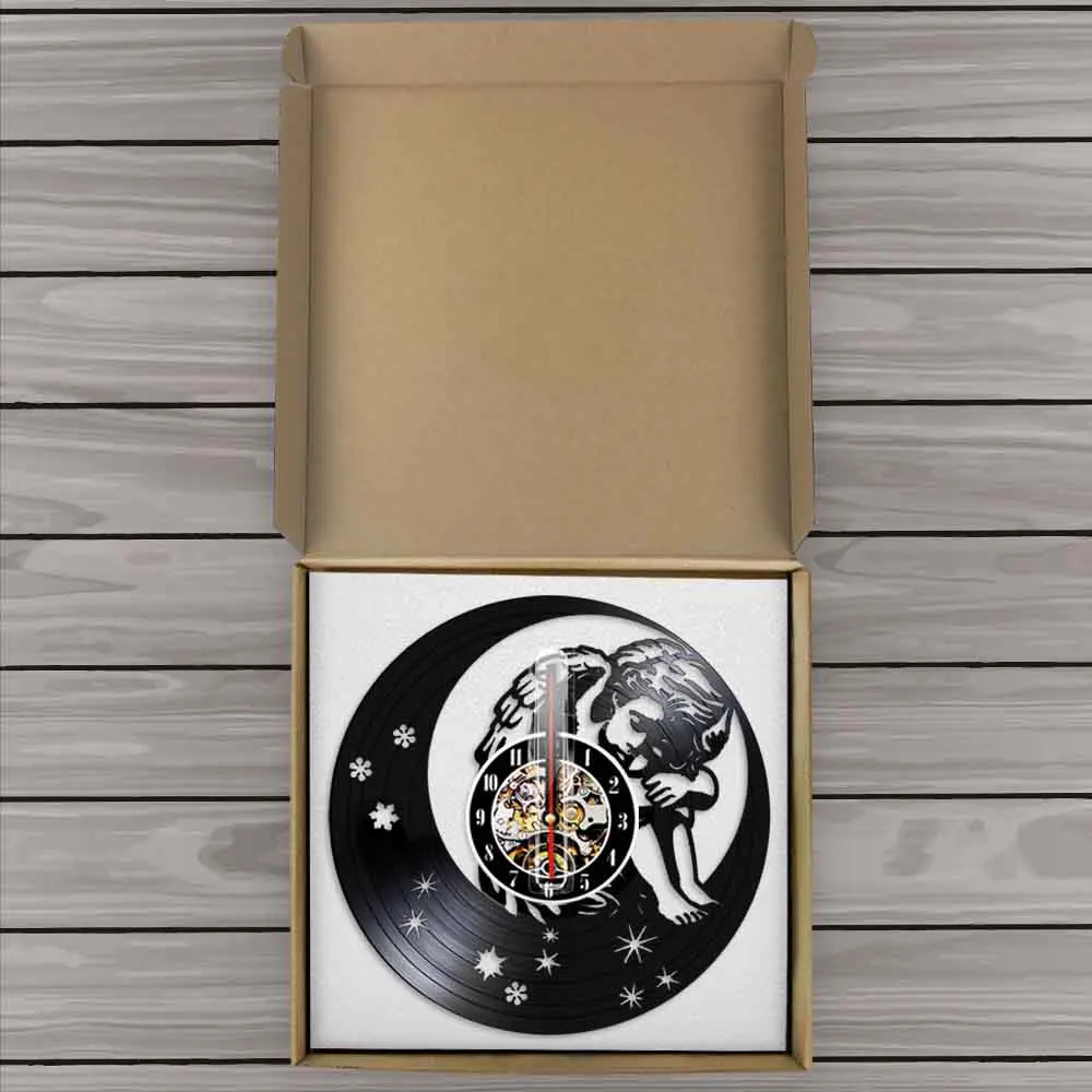 Настенные часы Ангел на Луне современные Винтажные Украшения для детской