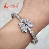 22mm sterling silver flower butter bracelet with marquise and sround white moissanite diamond 925 silver chain