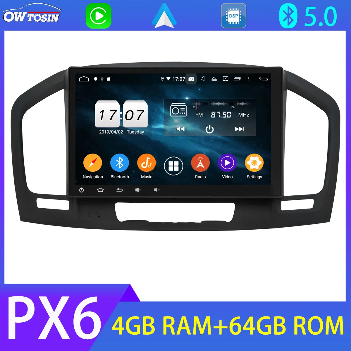 Android 10 1 ''PX6 4 + 64G Автомобильный мультимедийный плеер для Opel Insignia 2009-2013 GPS Navi BT 5 0