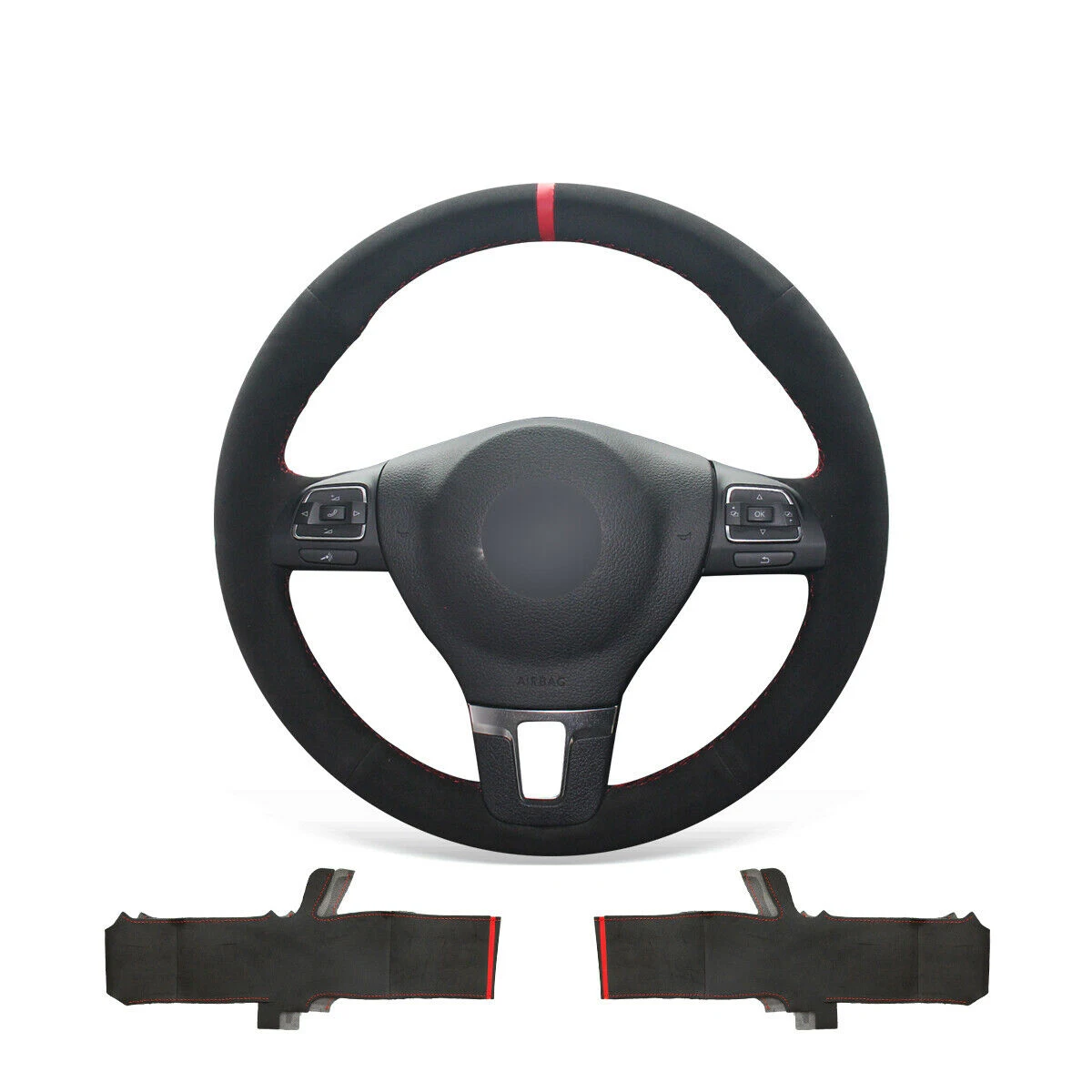 

Black Synthetic Suede Steering Wheel Cover For Volkswagen VW Tiguan Golf Plus Passat CC Jetta Sharan EOS Caddy Car Accessories