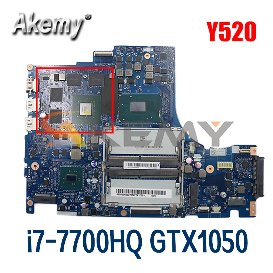 

For Lenovo Legion Y520 Y520-15IKBN laptop motherboard DY512 NM-B191 motherboard W/ i7-7700HQ CPU GTX 1050 GPU Mainboard