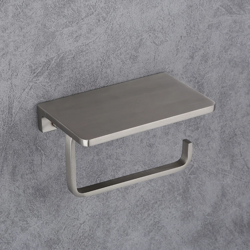 

Thick Black Paint Paper Holder Wall Mounted Aluminum Alloy Paper Rack Toilet Shelf Phone Rack