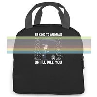 keanu reeves john wick movie be kind to animals or i kill you print harajuku women men portable insulated lunch bag school