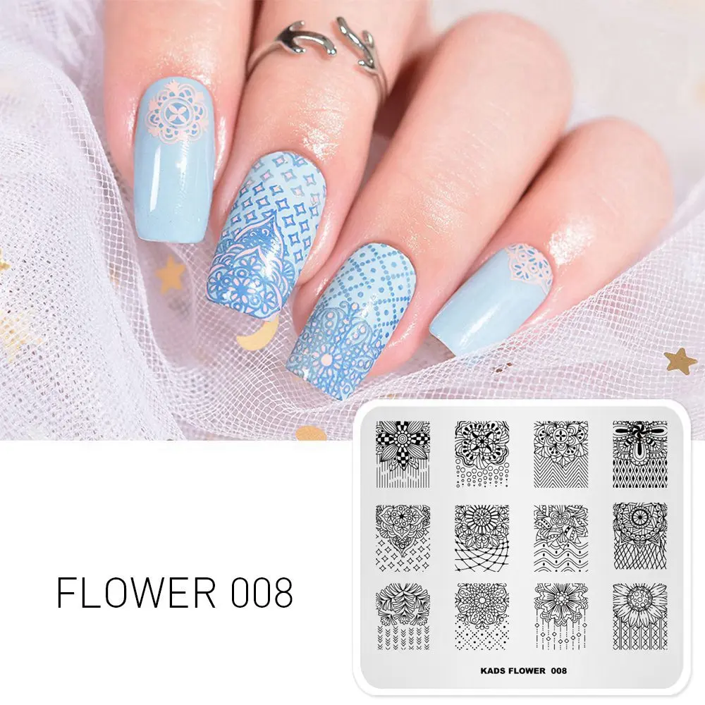 Flower 008 1 шт. штамповки для ногтей пластины красоты цветок серии шаблоны для ногтей поднос для маникюра дизайн ногтей штамповка шаблон украшения Штамп для ногтей - Цвет: Flower 008