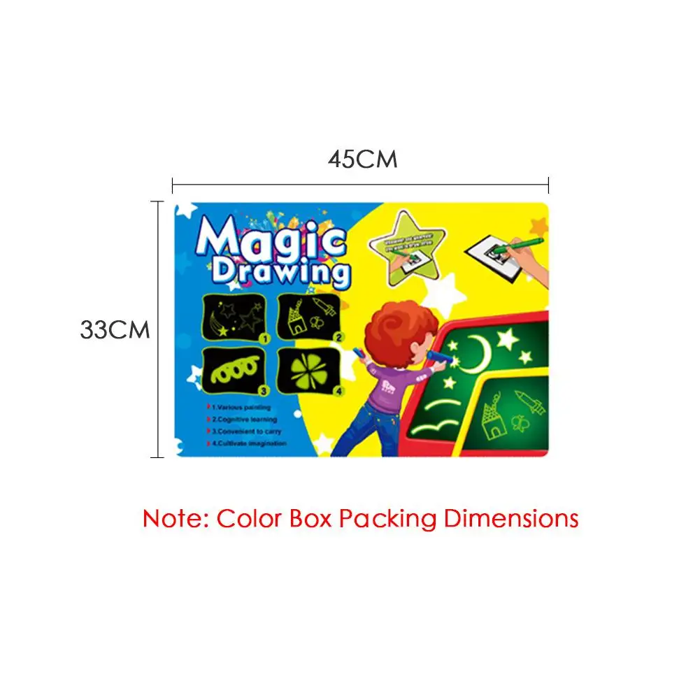 

Painting Writing Board Luminous Board Children's Luminous Graffiti Fluorescent Board 3D Drawing Board English Version +2 Pen