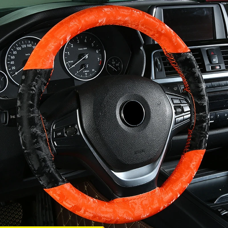 Чехол рулевого колеса автомобиля из микрофибры с бархатным цветным сочетанием