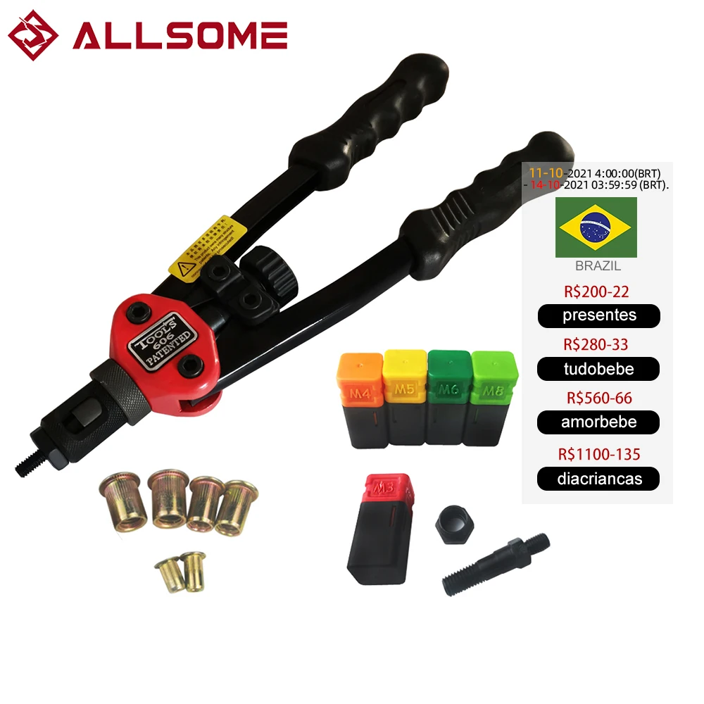 

ALLSOME BT-606 инструмент с заклепками, 5 метрических оправок, 50 шт. Rivnuts