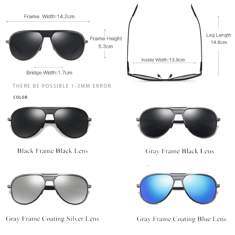 Мужские классические поляризованные солнцезащитные очки PARZIN для вождения Shield UV