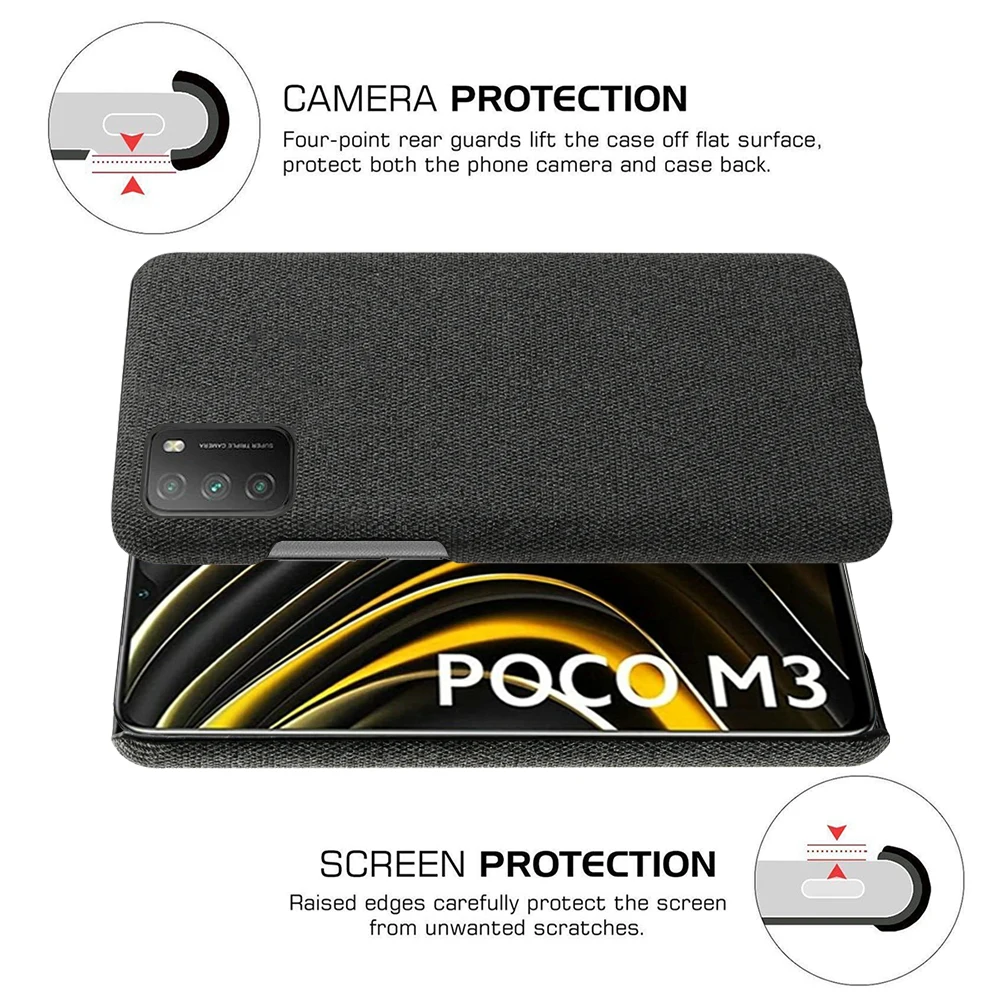 

Business Fabric Anti-Sweat Lightweight Case for Xiaomi Poco M3 X3 NFC Note 9S Redmi 9C 9A K30 10T Lite Matte Phone Bag