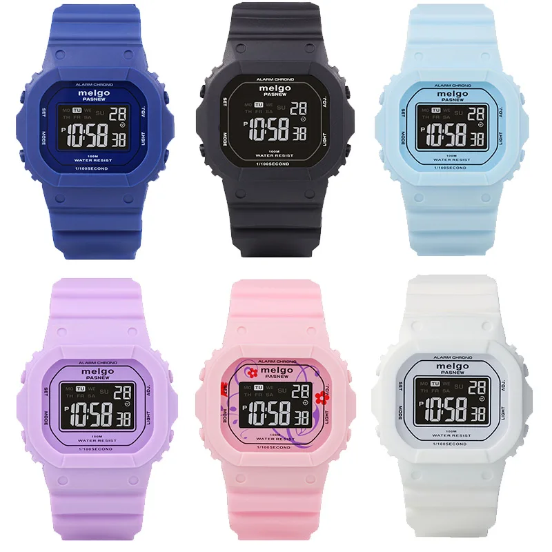 LED Alarm Student Digital Pink Watch Pedometer Young Girl Smart Watches Waterproof Square White School Led Wristwatch Women enlarge