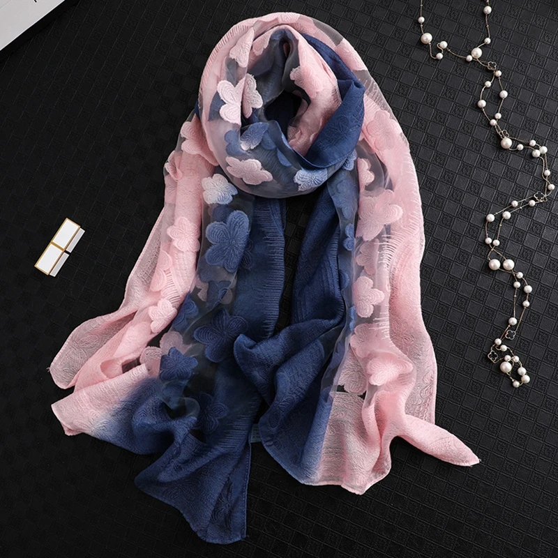 

LaMaxPa 2020 Новый Модный женский ажурный шелковый шарф с цветочным узором, весенние шали и накидки, полотенце для пляжа