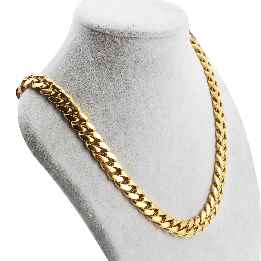 316L Stainless Steel Gold Necklace Chains High Quality Gold Color Plating Curb Cuban Chain Accesories For Men Women Jewelry Gift