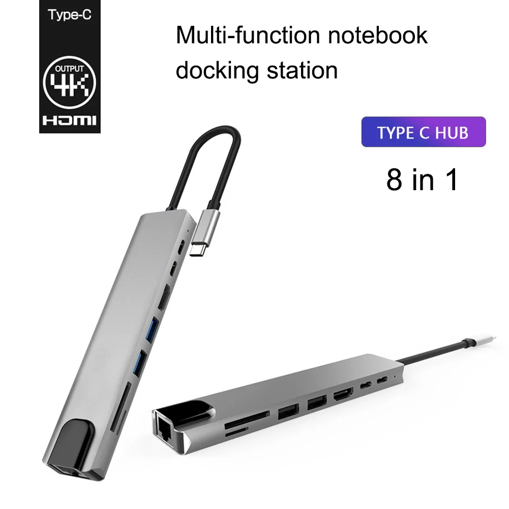 

Type-c to HDMI RJ45 network port eight-in-one docking station notebook docking station USB 3.0 hub