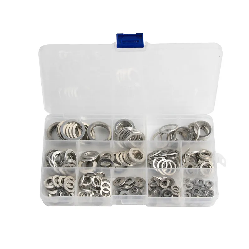 

280Pcs Aluminum Flat Gaskets Washers M5-M20 Gasket Metal Sealing Washer Assorted Aluminum Sealing Rings Gasket Set