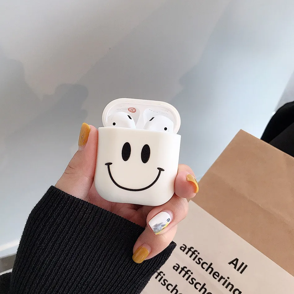 White Smile Для AirPods случае 3D мультяшный наушник чехол для Apple Airpods 2 забавные интимные аксессуары защитную крышку с палец кольцо ремень - Цвет: White Smile