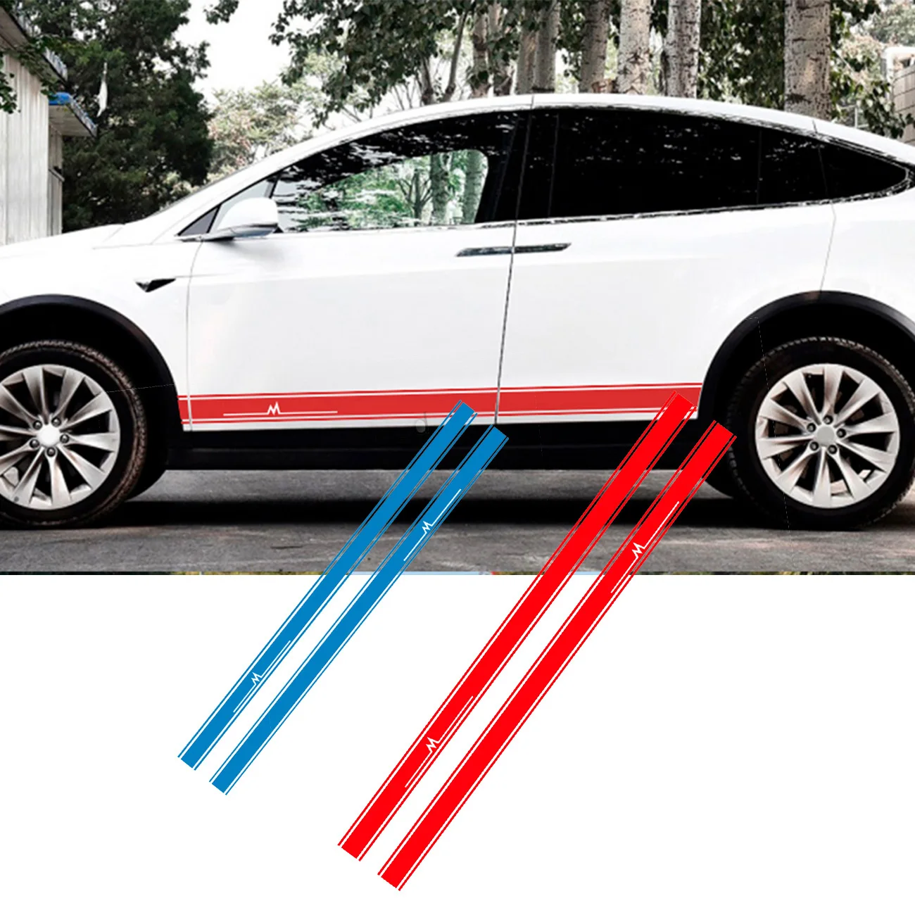 

2pcs Car Stickers Door Side Skirt Stripes Auto Decor Decals For Tesla Model S X 3 Car Styling Trim Accessories