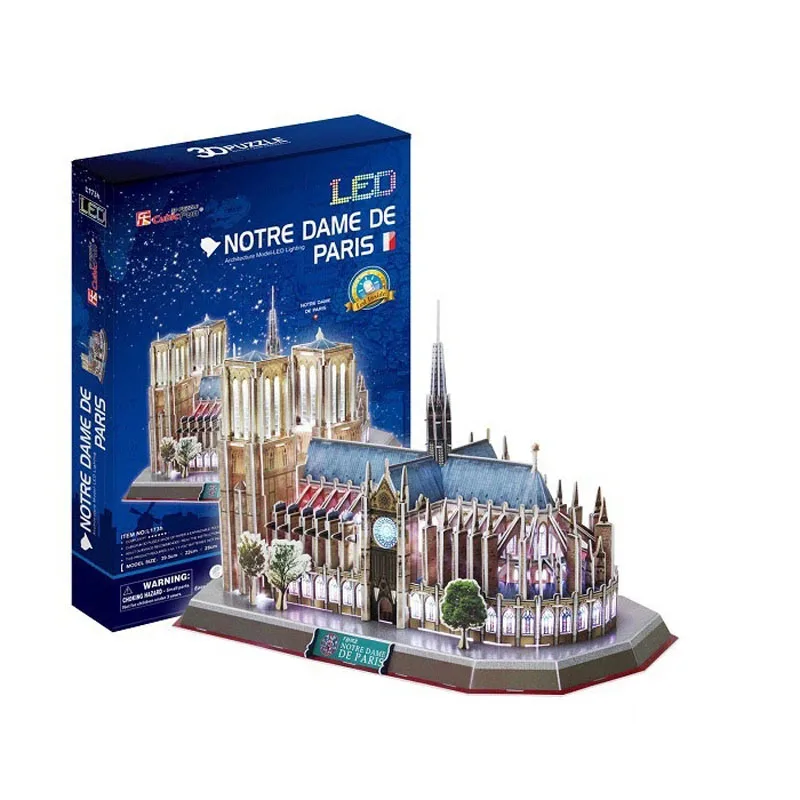 Новый светодиодный 3D трехмерный пазл Франции Notre Dame De модель Парижа для детей DIY