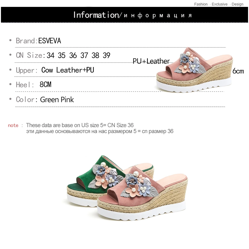 

ESVEVA 2019 Ladies Sandal High Heel Slip On Sweet Style Peep Toe Flower Ladies Slingback Flock Women Shoes Summer Size 34-39