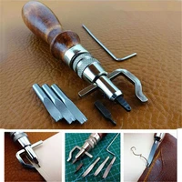 7 in 1 set pro leathercraft adjustable stitching and groover crease leather tool diy handmade practical