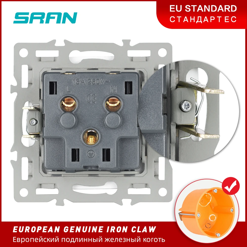 SRAN Европейская Сетевая розетка с кулисный переключатель 220v 16A гнездо 153*82
