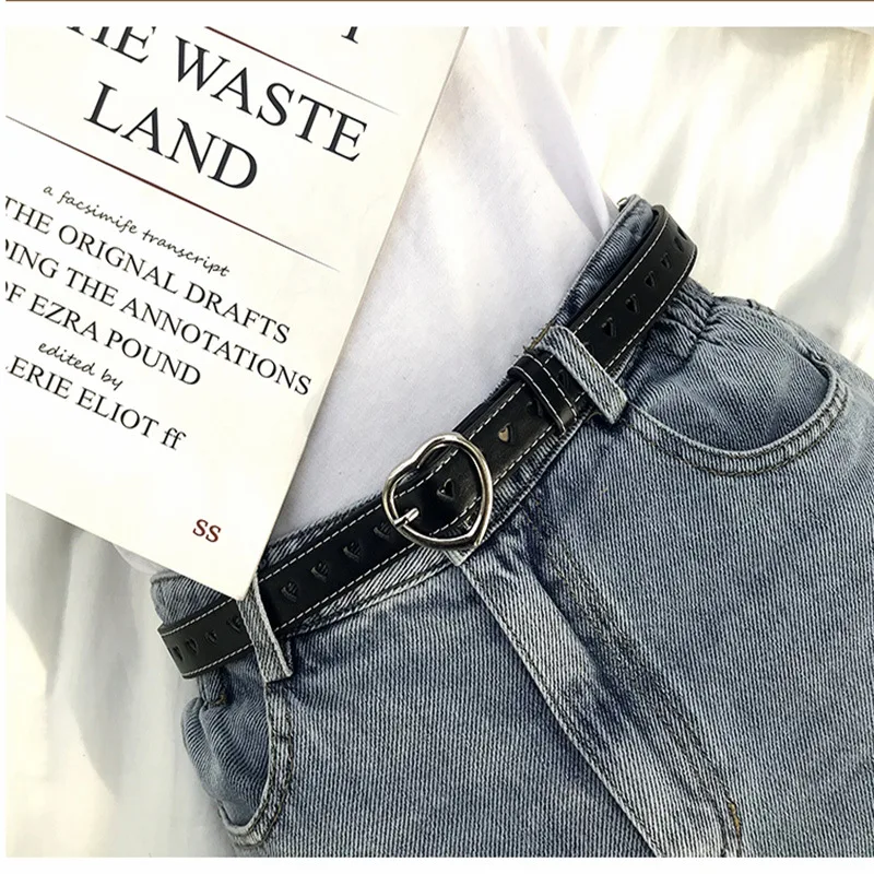 

Hollow Sweetheart Buckle High Quality Punk Fashion Belts With Adjustable Ladies Luxury Brand Cute Heart-Shaped Thin Women's Belt