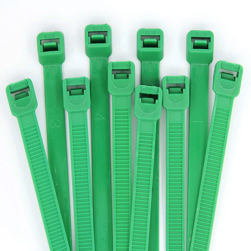 

50/100/200pcs Fixed Plant Ties Garden Plastic Self-locking Clasp Cable Green Nylon Bundle Binding Belt Length 200 / 250 / 300 mm