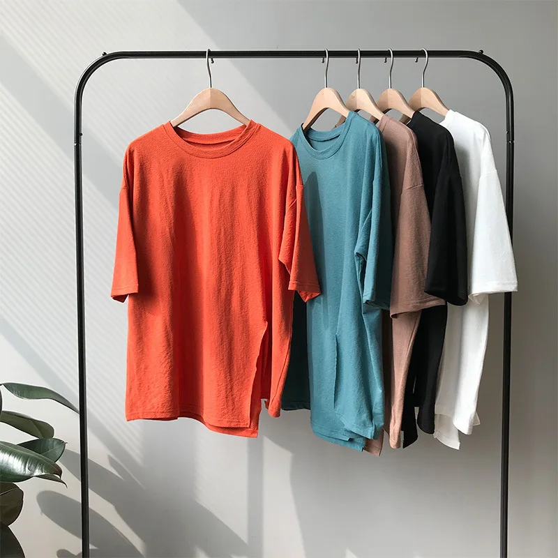 

Женская Асимметричная футболка с коротким рукавом в повседневном стиле однотонный топик женский