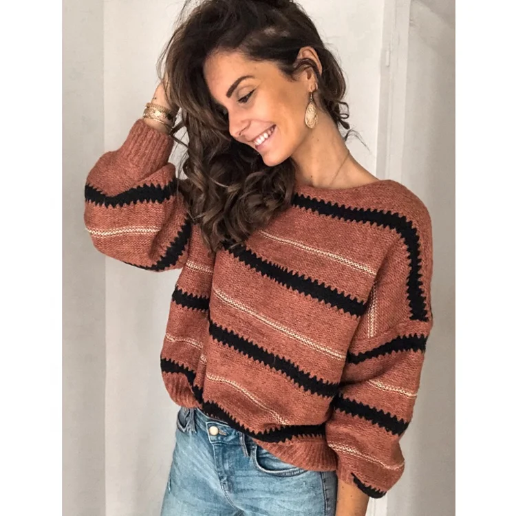 

Hot Selling Striped Casual Knit Women's Sweaters 2020