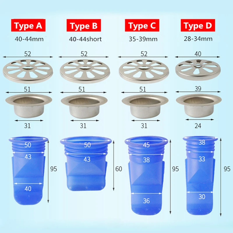 Type C 35-39mm Mci ситечко для кухни труба для ванной канализационного Слива анти-запах борьба с вредителями аксессуары для слива пола круглая крышка из нержавеющей стали - Цвет: Type C 35-39mm