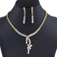 sexy exquisite water drop zircon jewelry set fashion luxury crystal bride wedding necklace earrings set wholesale and retail