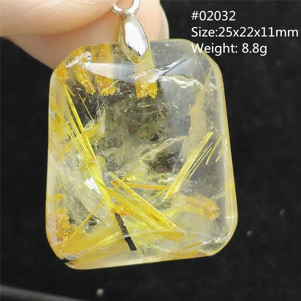 Золотая рутилированная кварцевая подвеска в виде капли воды из богатого камня