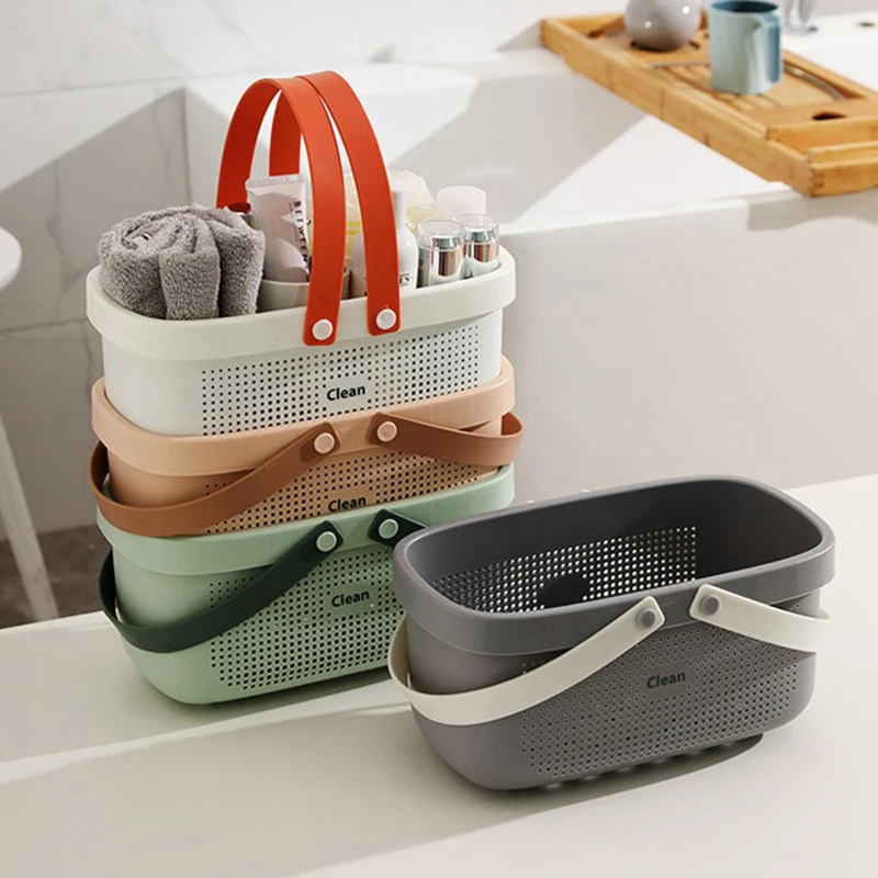 

24.8/31.5CM Portable Hollow Reusable Plastic Bathroom Storage Organizer Basket Home for Food Snacks Toys Toiletries Storage