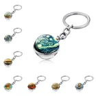 Брелок с подсолнухом в стиле ретро Ван Гога, ювелирный брелок с двухсторонней подвеской в виде стеклянного шара звездной ночи, 12 моделей