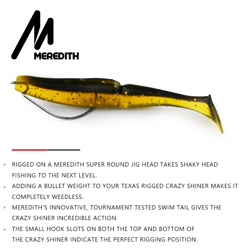 Meredith Crazy Shiner, 11 см, 10,5 г, 5 шт., искусственная приманка для рыбалки, Мягкая приманка, рыболовные плавающие приманки, силиконовая приманка для рыбалки, воблеры