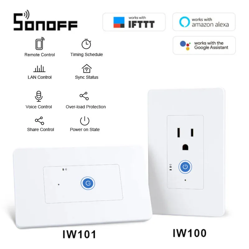 Настенная розетка SONOFF TX IW100/IW101 с поддержкой Wi Fi выключатель для автоматизации