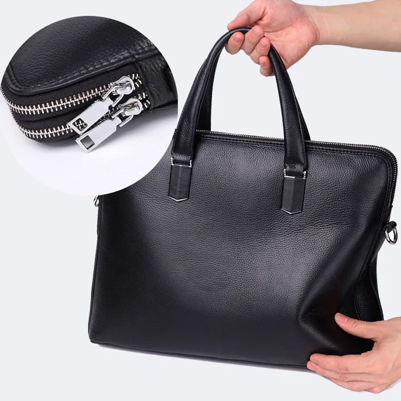 AETOO Real Leather briefcase men's shoulder bag top layer cowhide business 14 inch laptop handbag genuine leather men bag