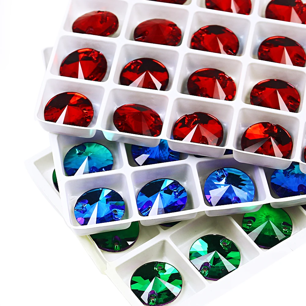 50 шт. нашивки Rivoli для одежды блестящие стразы с плоским основанием круглые