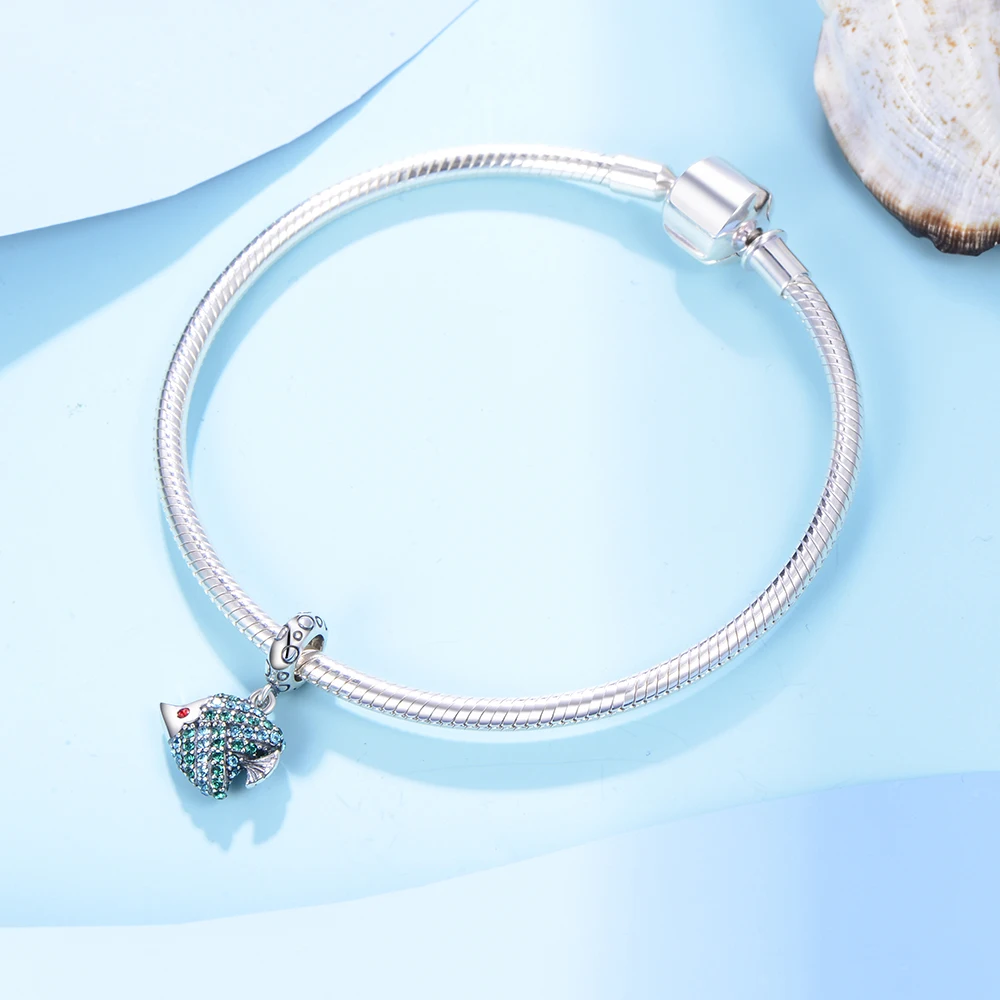 Зеленый рыбий Подвески свисающие сережки 925 пробы серебряная подвеска Браслеты