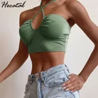 Сексуальная майка Heeatal, Женский однотонный укороченный топ на бретельках с воротником-хомутом, зеленые Топы для женщин, одежда для женщин, дропшиппинг