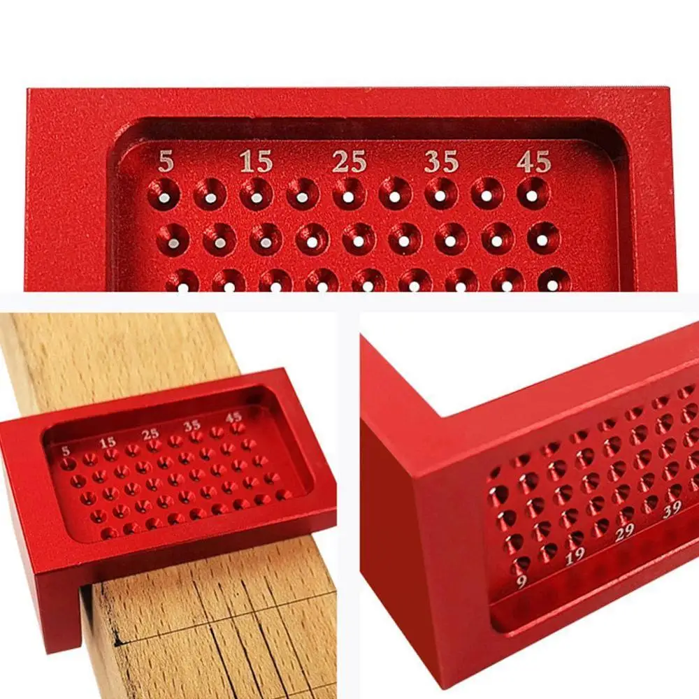 

Measuring Scriber Mini Red 68*48mm Woodworking Ruler Alloy Positioning Metric Tool Parts Aluminium Hole Durable Hand D3X2