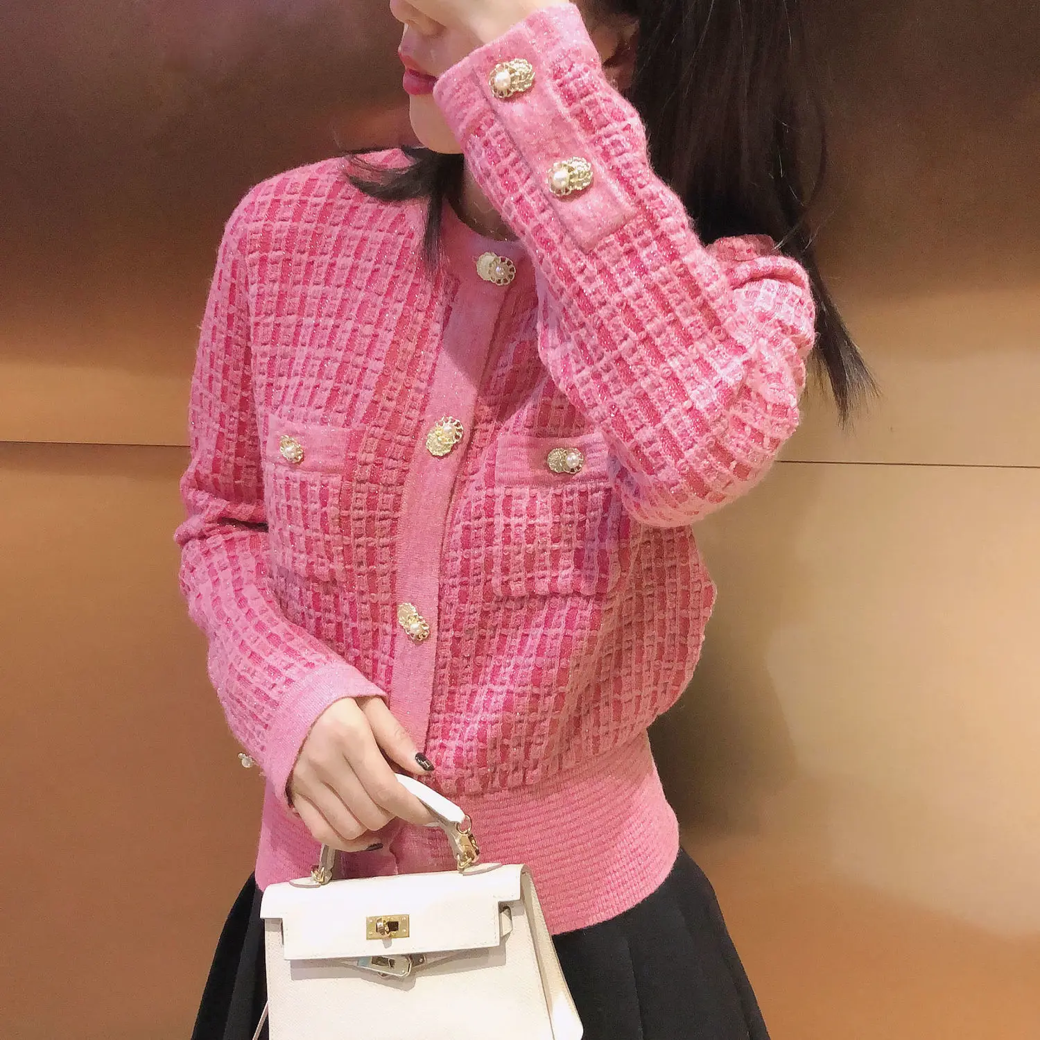 

Traf Cardigan 2021 New Female Jacket Pink Close Waist Thin Cardigan Mesh Cardigan for Women Women's Sweater Spring and Summer